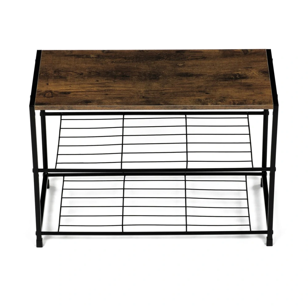 Autronic - Botník, 2 police, MDF, dekor staré dřevo sonoma, černý kov