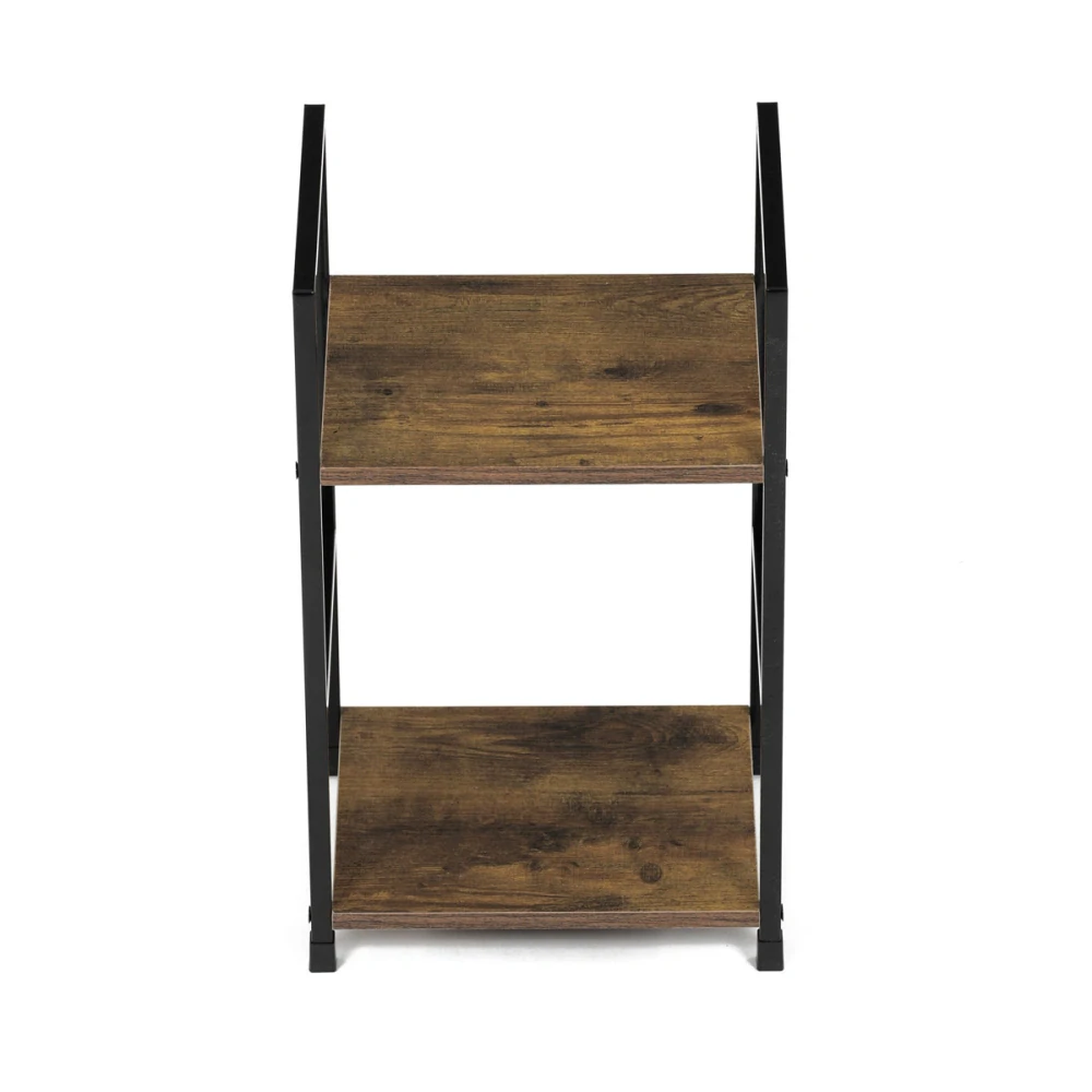 Autronic - Regál, 2 police, dekor staré dřevo, MDF, černý lak