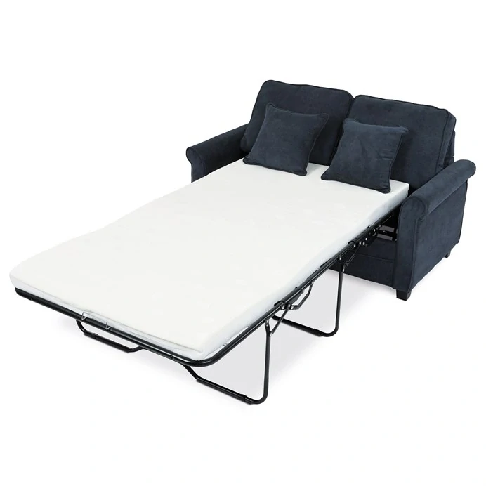 Rozkládací pohovka s matrací, 2místná, potah manšestrová černá látka