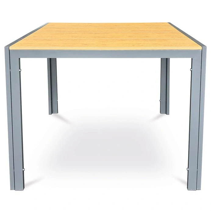 Stůl zahradní 90x90x73, deska polywood v dekoru dubu, šedá kovová konstrukce