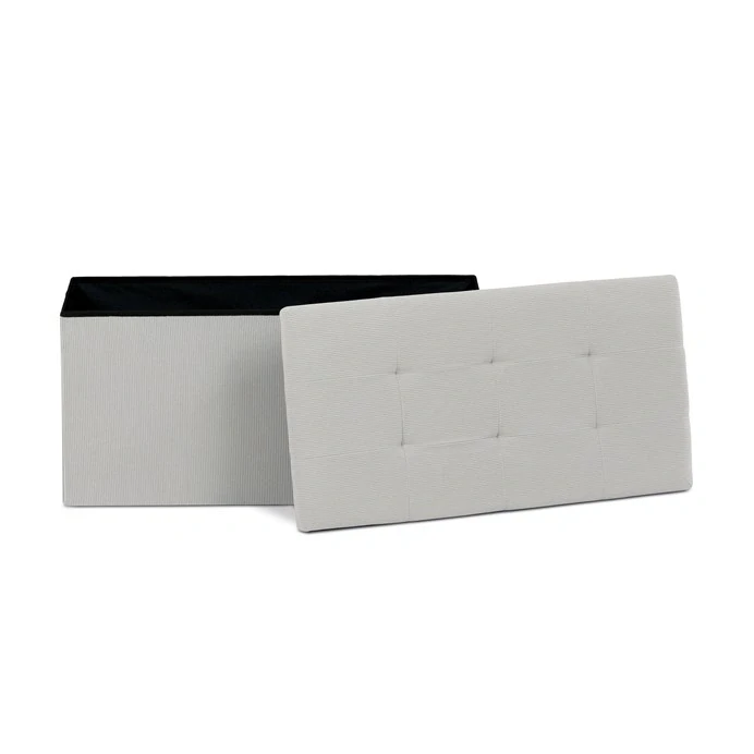 Taburet s úložným prostorem, krémová manšestrová látka