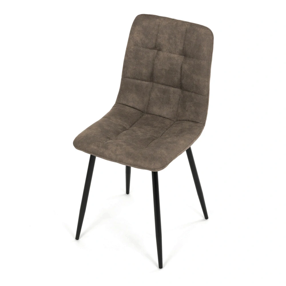 Jídelní židle hnědá vintage látka, černé kovové nohy – CT-281 BR3