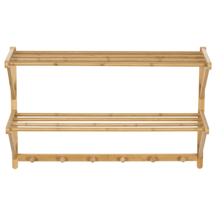 Nástěnný věšák s policí z bambusu – přírodní | DR‑B005 NAT