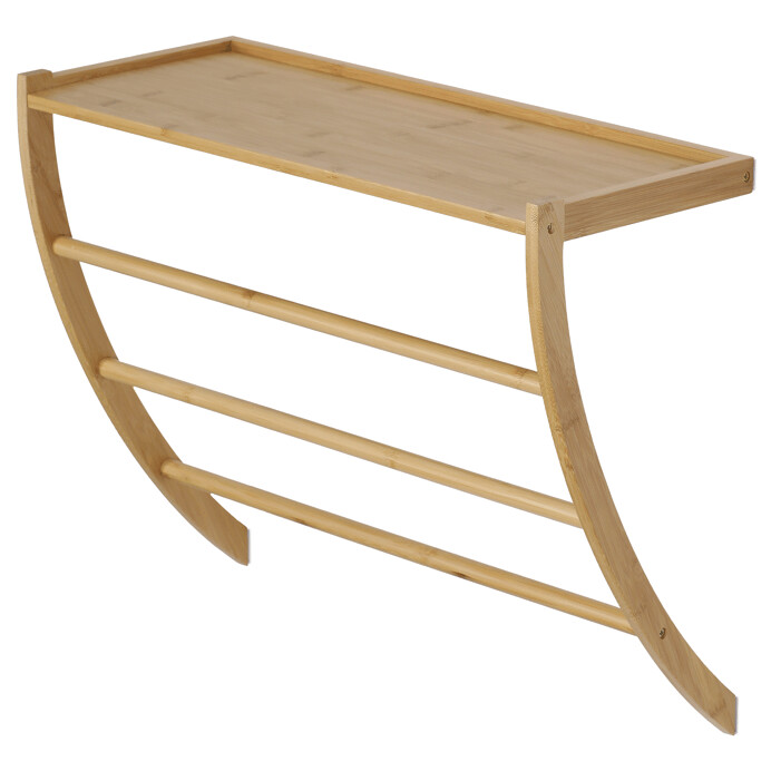 Nástěnný věšák s policí z bambusu – přírodní | DR‑B012 NAT