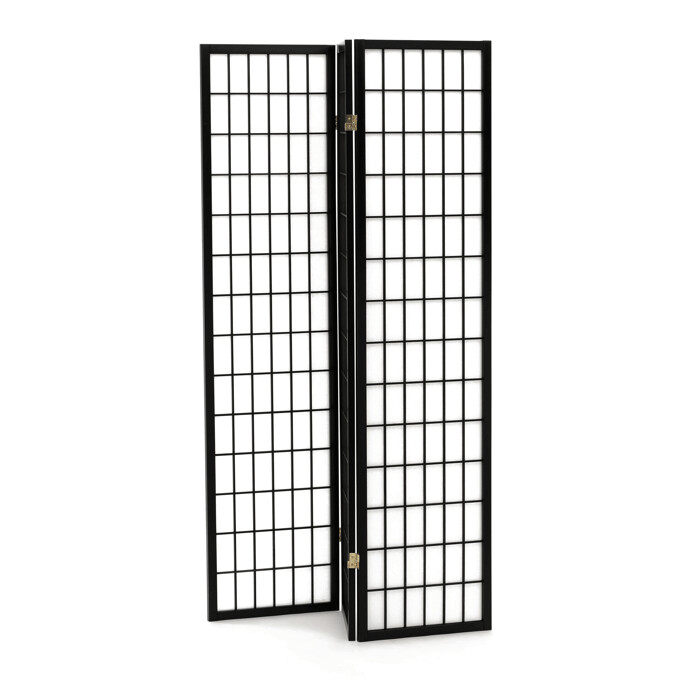 Paraván 3-dílný, masiv, černá, EF-E803 BK