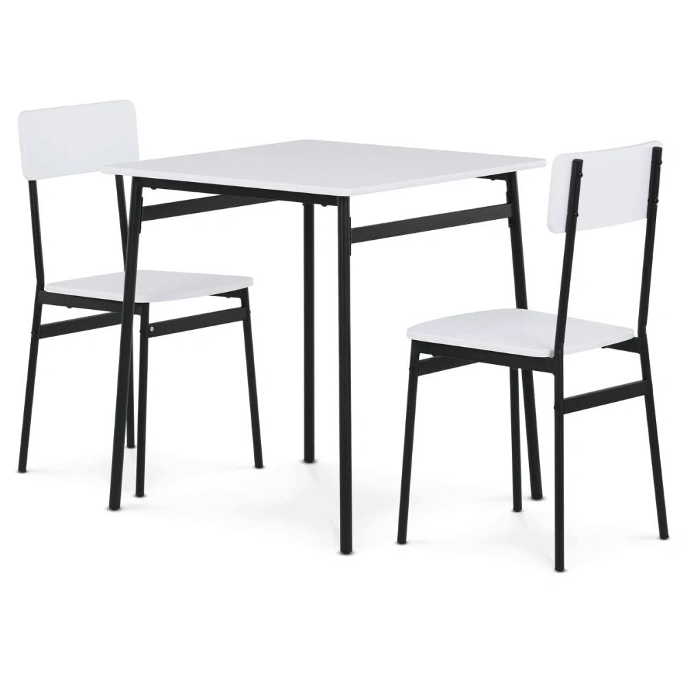 Jídelní set AUT-O2121 WT – stůl a 2 židle bílý
