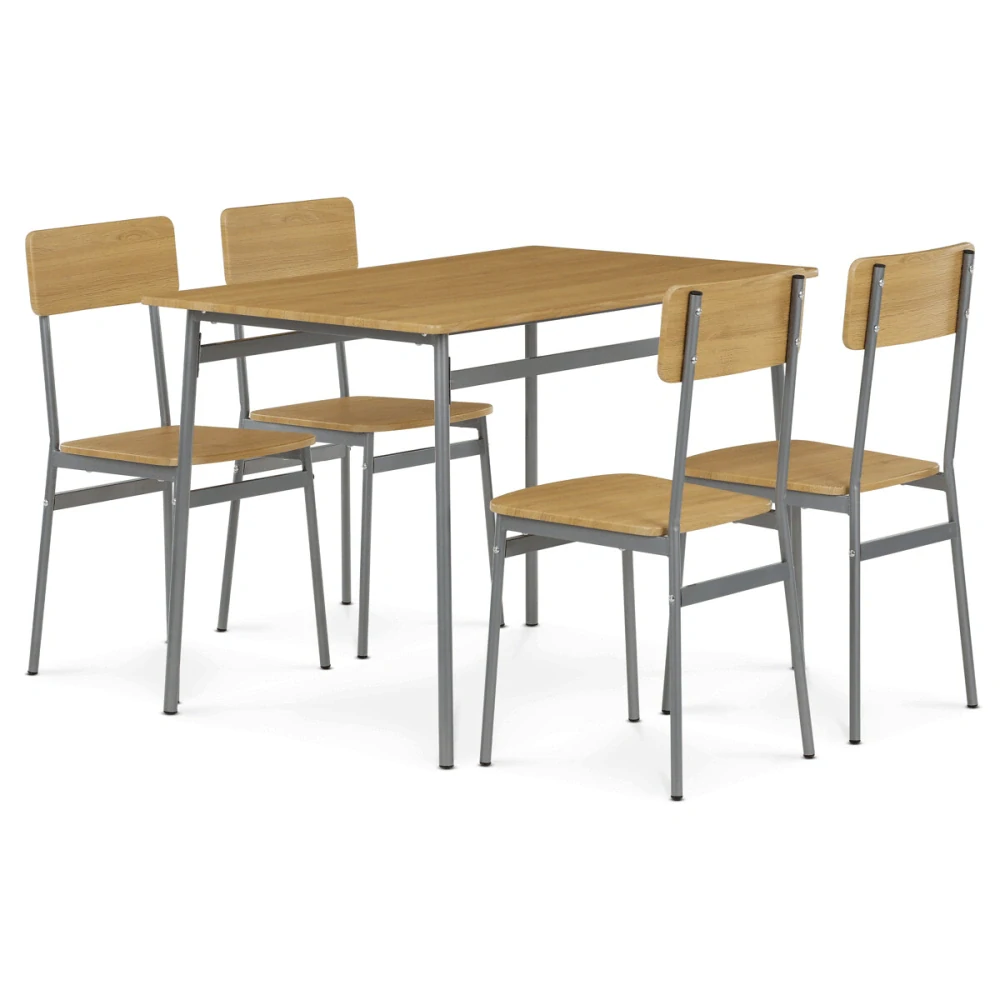 Jídelní set AUT-O2156 OAK – stůl a 4 židle | divoký dub