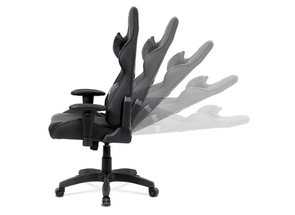 Herní křeslo, houpací mechanismus, černá ekokůže, KA-F03 BK