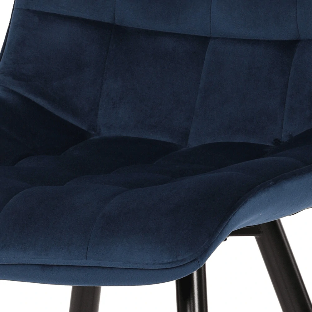 Autronic - Židle jídelní, modrý samet, nohy černá kov - CT-384 BLUE4
