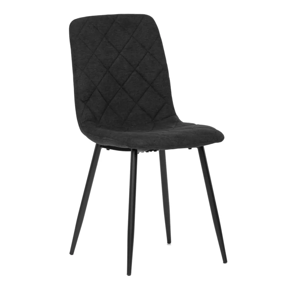 Židle jídelní, černá látka, nohy černý kov