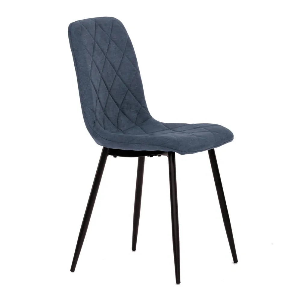 Židle jídelní, modrá látka, nohy černý kov