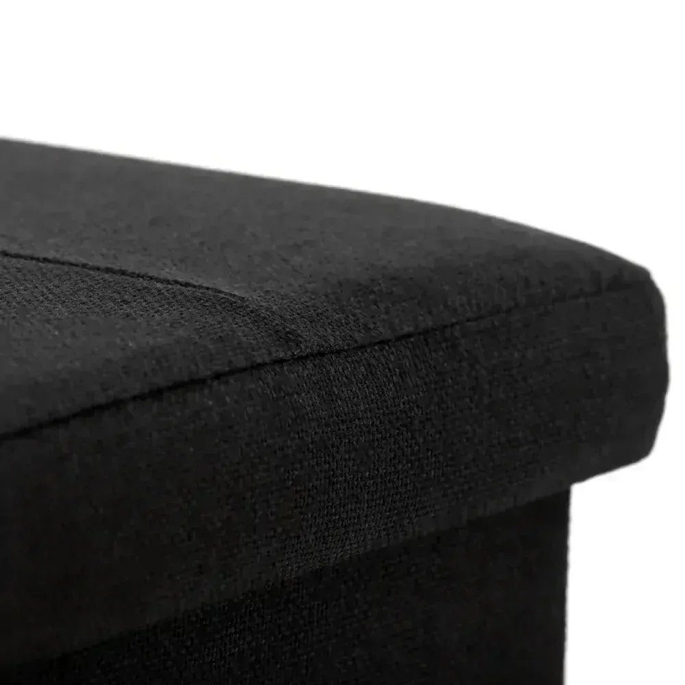 Taburet s úložným prostorem, látka černá