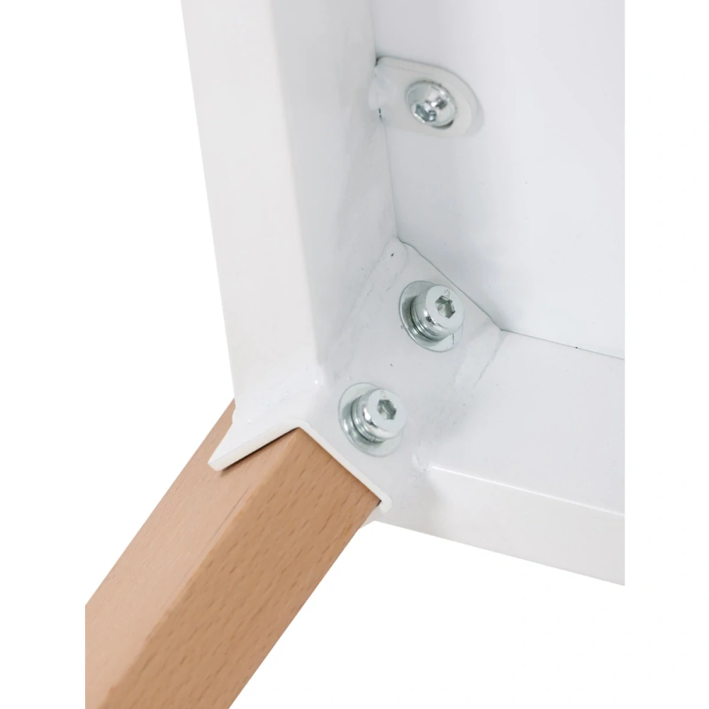 Jídelní stůl 80x80x74 cm, MDF, bílý matný lak, masiv buk