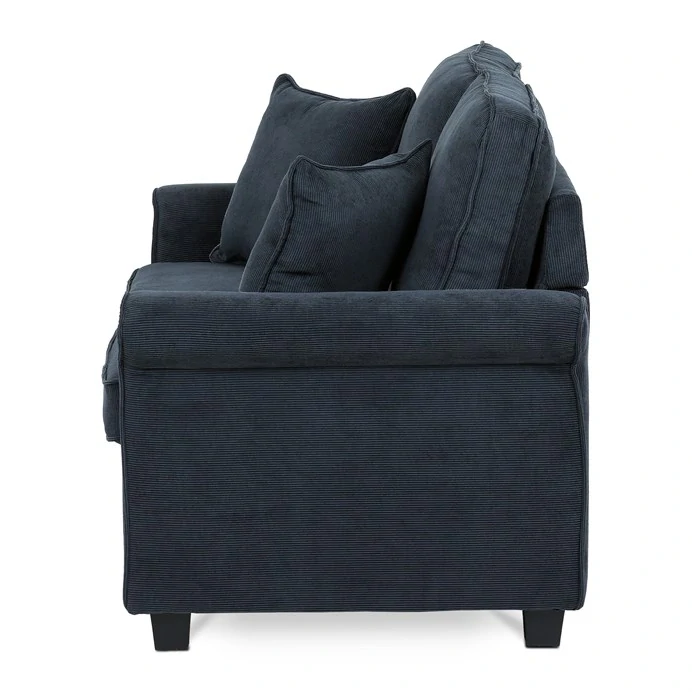 Rozkládací pohovka s matrací, 2místná, potah manšestrová černá látka