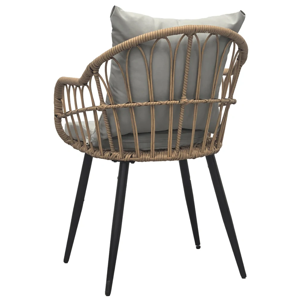 Zahradní židle, kov, umělý ratan, látka šedá