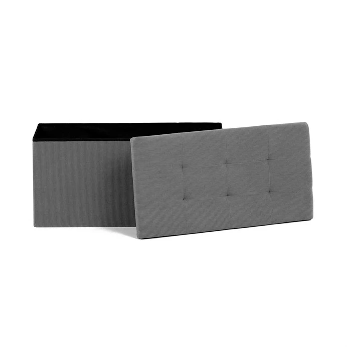 Taburet s úložným prostorem, šedá manšestrová látka