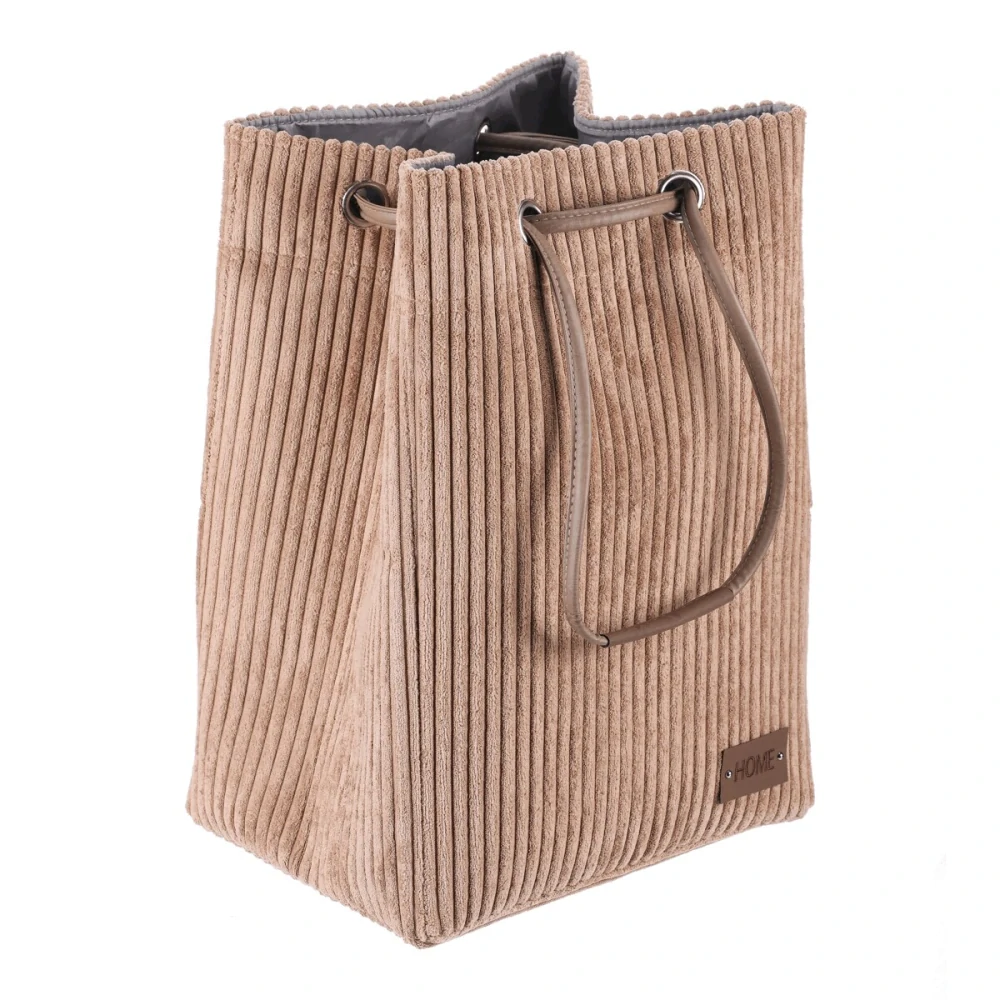 Manšestrový koš na prádlo se stahovacím uzávěrem 35 × 27 × 50 cm – hnědý