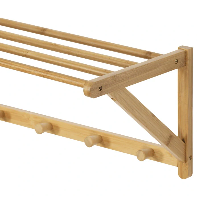 Nástěnný věšák s policí – bambus přírodní | DR‑B004 NAT