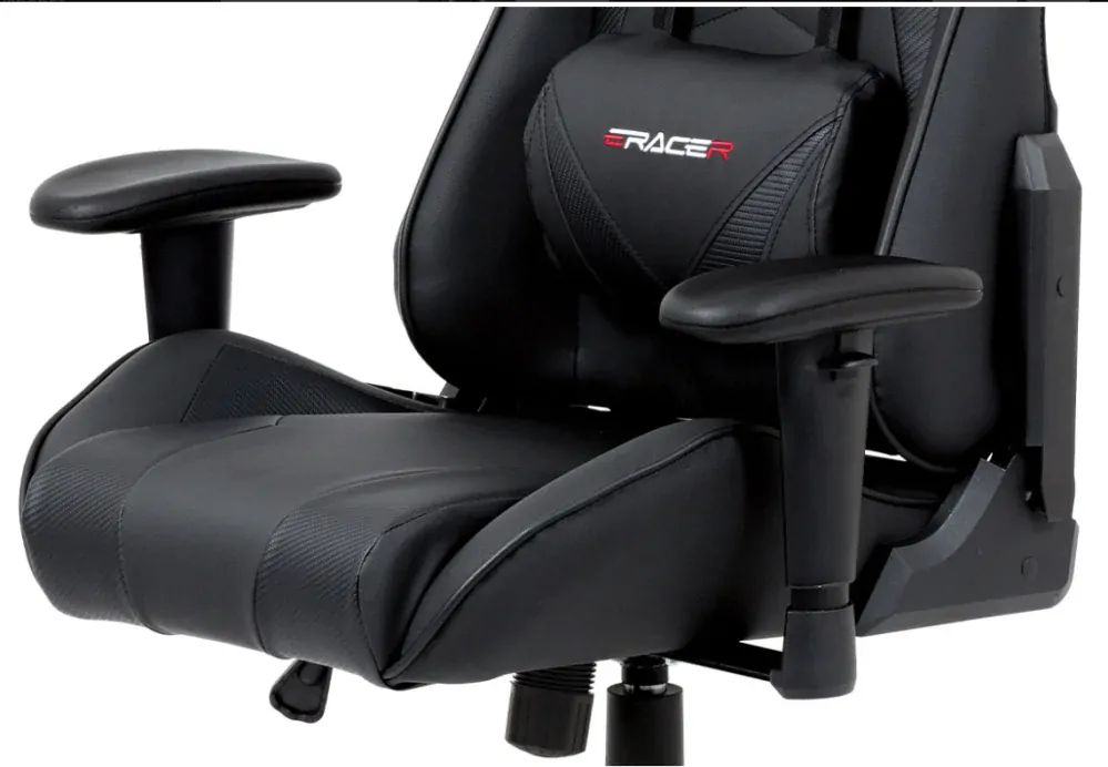 Herní křeslo, houpací mechanismus, černá ekokůže, KA-F03 BK