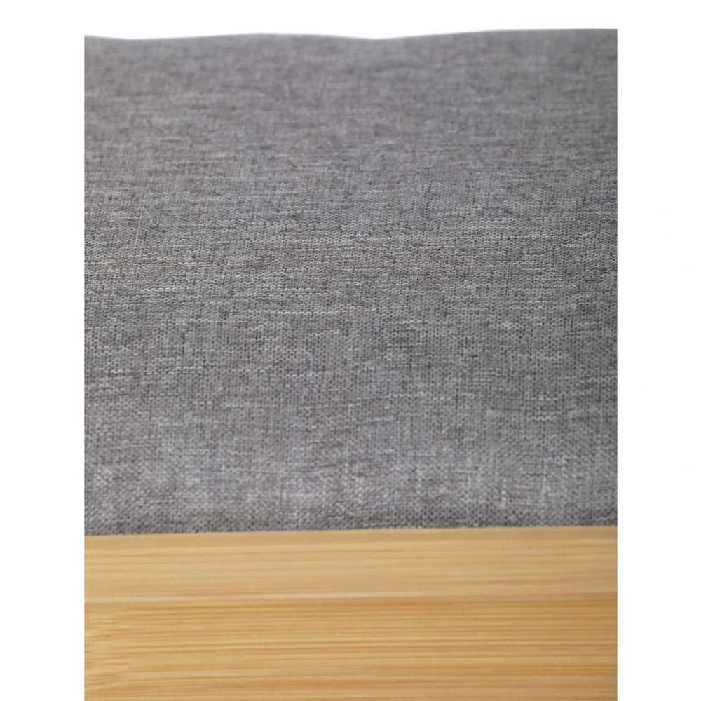 Botník / taburet, 2 police, masiv bambus, přírodní odstín, šedá látka