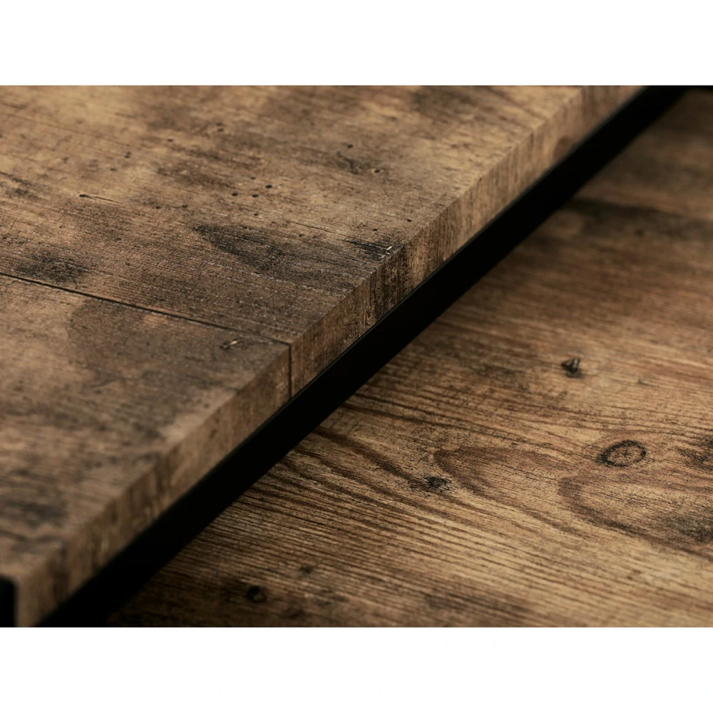 Set 3 ks odkládacích stolků, MDF, dekor staré dřevo, kov, černý lak