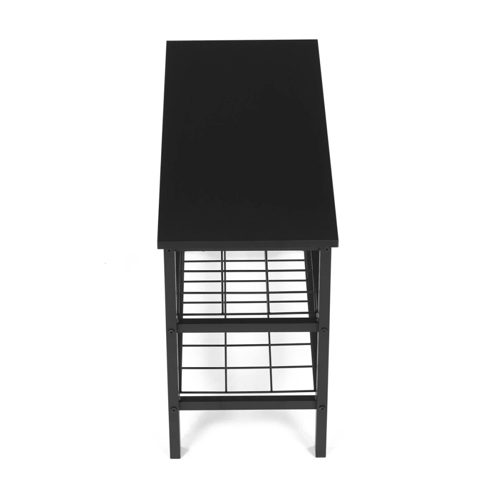 Botník 2 police, bez potahu, kov - černý matný lak