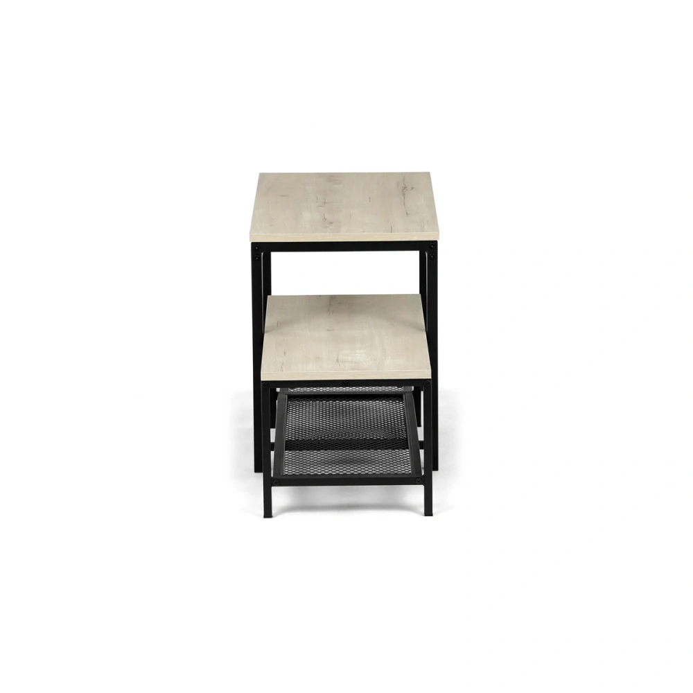 Botník 2 police, MDF dekor dub sonoma, kov - černý matný lak