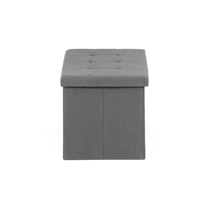 Taburet s úložným prostorem, šedá manšestrová látka