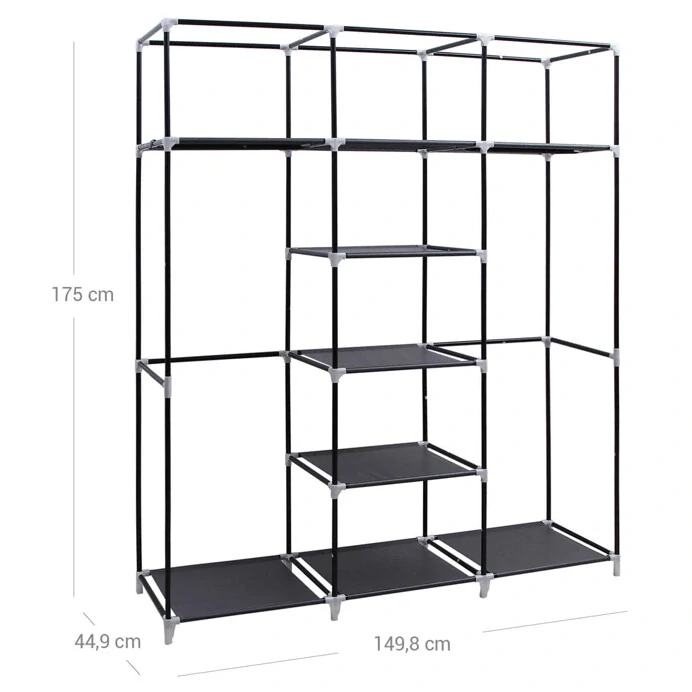 Věšák AST-E1012 BK – kovový stojan 150×45×175 cm, černý