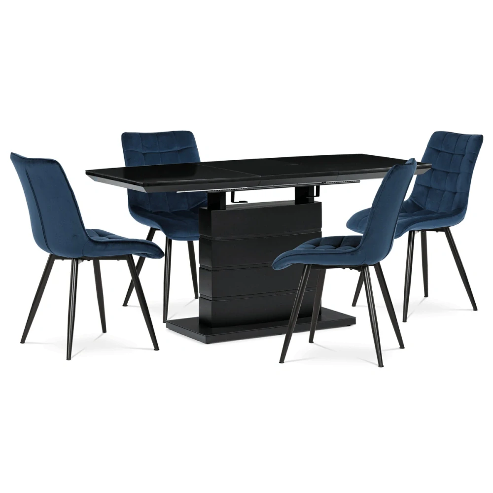 Autronic - Židle jídelní, modrý samet, nohy černá kov - CT-384 BLUE4
