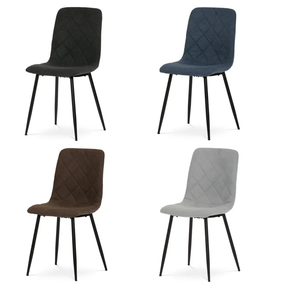 Židle jídelní, stříbrná látka, nohy černý kov