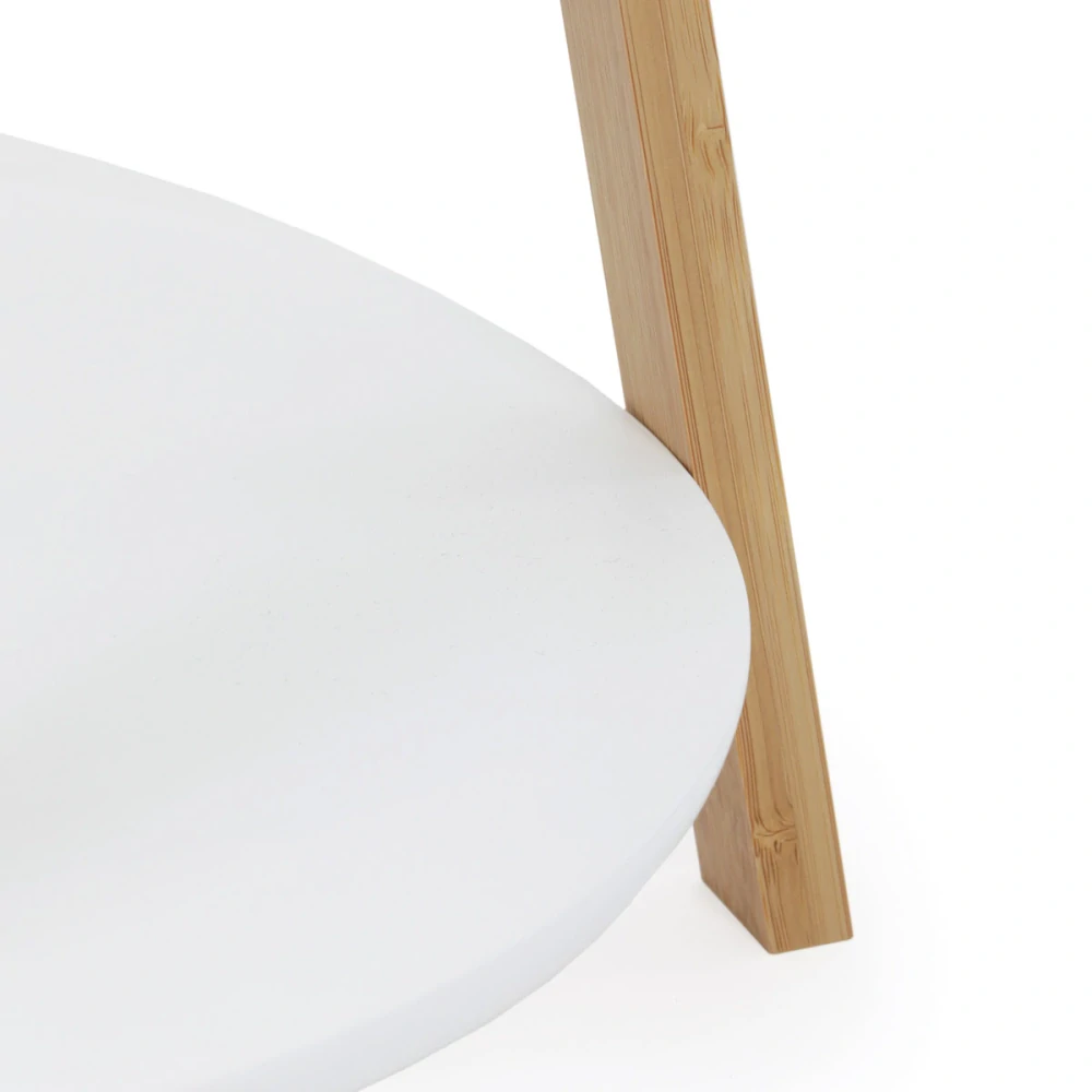 Věšák dřevěný stojanový, masiv bambus, bílá barva + přírodní odstín