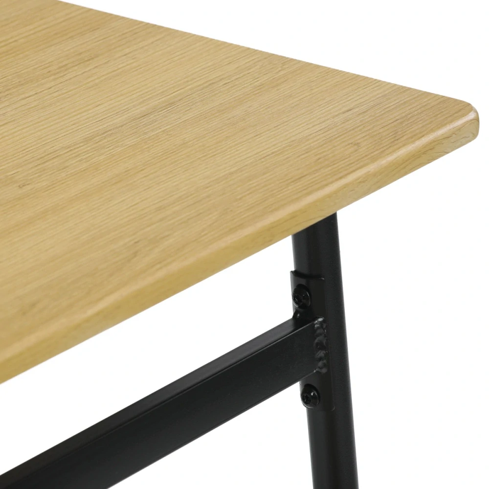 Jídelní set (1+4), MDF dekor divoký dub, čtyřnohá kovová podnož, černý matný lak