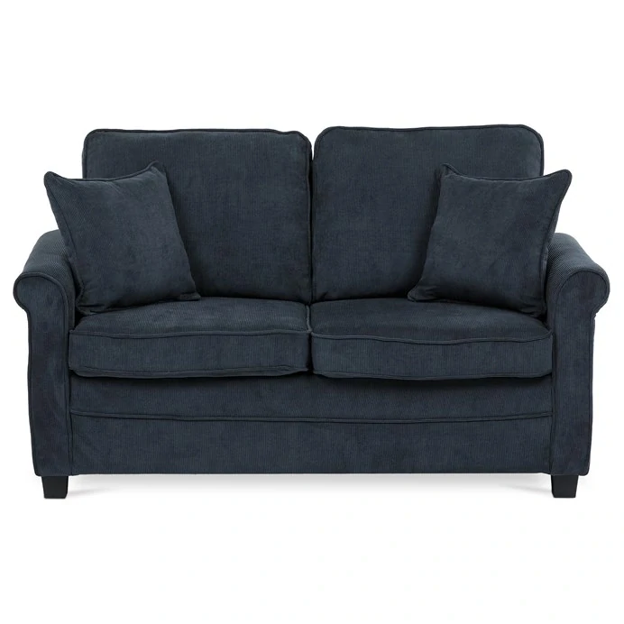 Rozkládací pohovka s matrací, 2místná, potah manšestrová černá látka