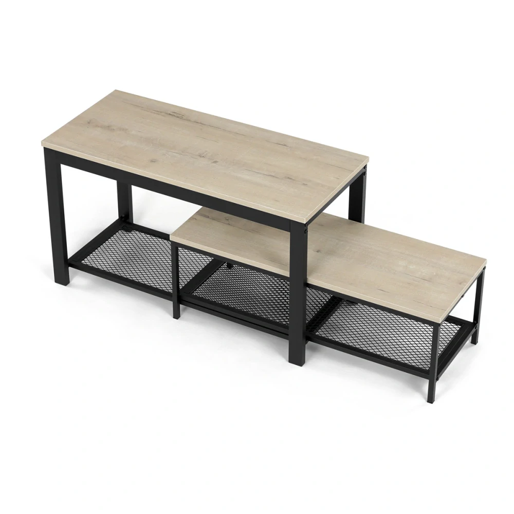 Botník 2 police, MDF dekor dub sonoma, kov - černý matný lak