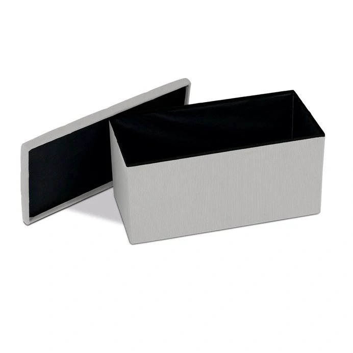 Taburet s úložným prostorem, krémová manšestrová látka