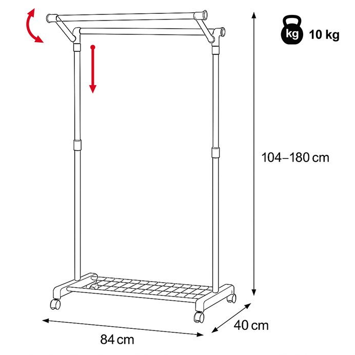 Stojan na šaty, kov, černá, 84511 BK