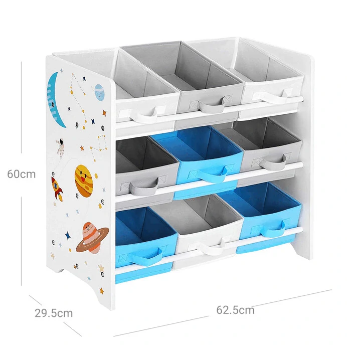 Regál na hračky AUR-E1033 WT – dětský úložný systém s boxy