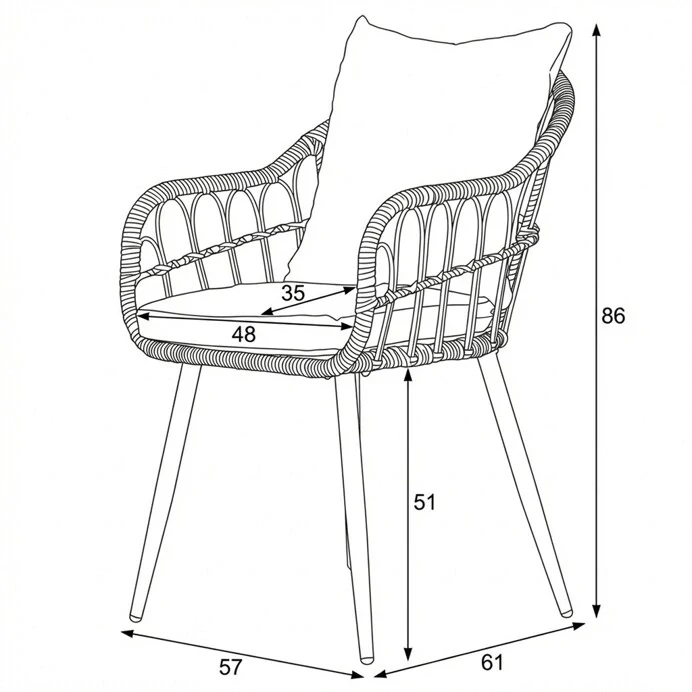 Zahradní židle, kov, polyratan, šedá, AZ-F1406 GREY