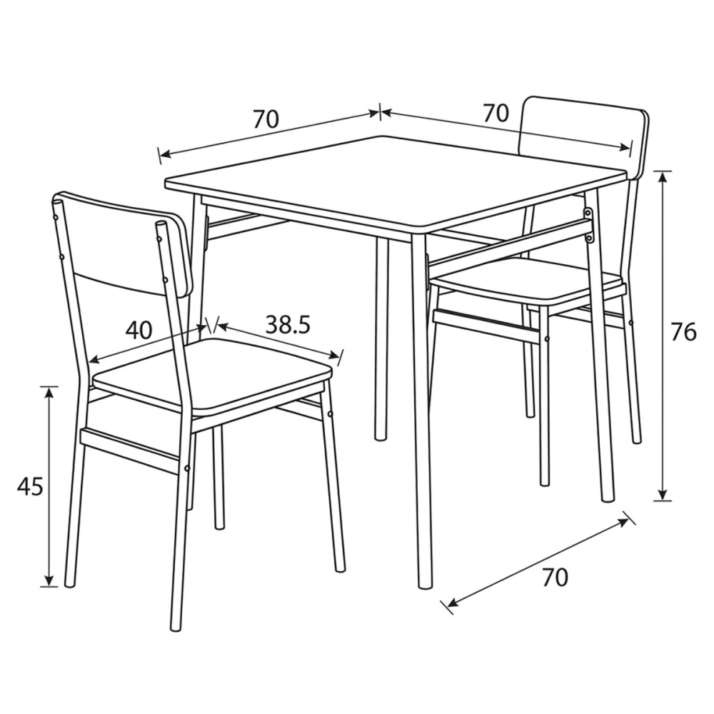 Jídelní set AUT-O2121 WT – stůl a 2 židle bílý
