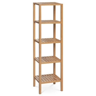 Regál, 5 polic, lakovaný bambus