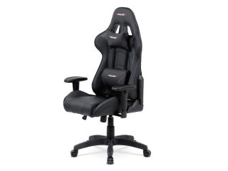 Herní křeslo, houpací mechanismus, černá ekokůže, KA-F03 BK
