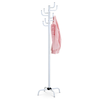 Autronic - Věšák stojanový, kovová konstrukce, bílý lesklý lak, výška 182 cm, nosnost 10 kg - 80609-A WT
