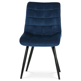 Autronic - Židle jídelní, modrý samet, nohy černá kov - CT-384 BLUE4
