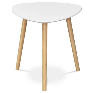 Stůl konferenční 40x40x40 cm, MDF bílá deska, nohy bambus přírodní odstín