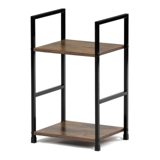 Autronic - Regál, 2 police, dekor staré dřevo, MDF, černý lak