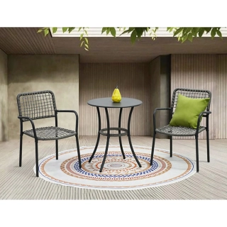 Zahradní set 1+2, stůl 60x60, židle umělý ratan barva antracit, kov antracit