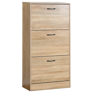 Botník, 3 přihrádky, dekor dub, MDF, ABO-G1016 OAK