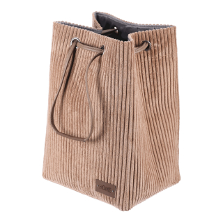 Manšestrový koš na prádlo se stahovacím uzávěrem 35 × 27 × 50 cm – hnědý