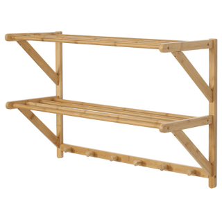 Nástěnný věšák s policí z bambusu – přírodní | DR‑B005 NAT